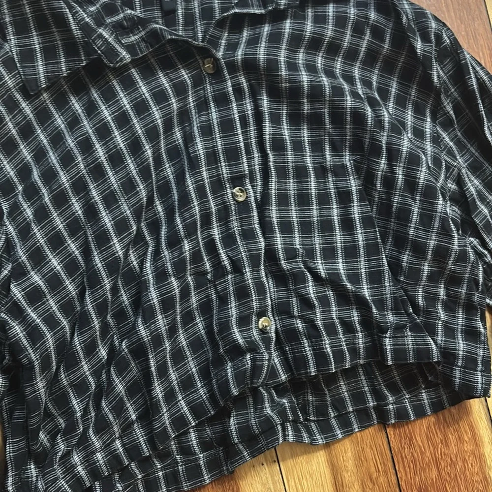 H&M Black and White Plaid Button-Down Shirt - Picture 3 of 5